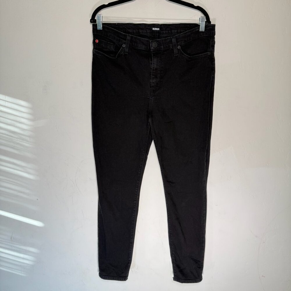 Hudson Natalie Skinny Jeans 33 Black Stretch Denim 5-Pocket Classic Dark Wash